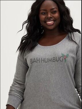 Torrid Sleep BAH HUMBUG Christmas TOP Size 2